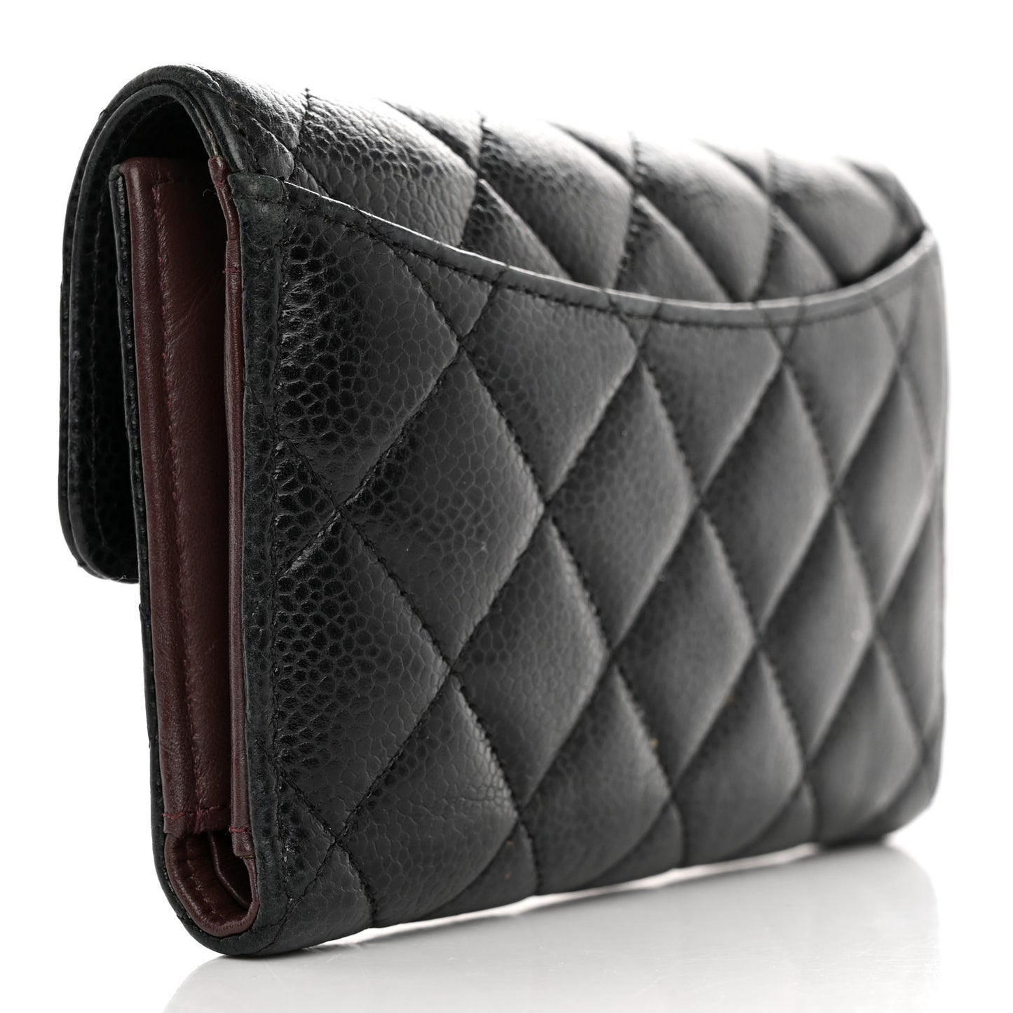 Caviar Quilted Medium Flap Wallet Black