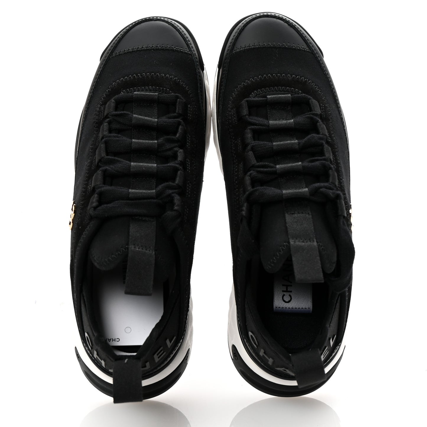Velvet Calfskin Mixed Fibers CC Sneakers 35.5 Black