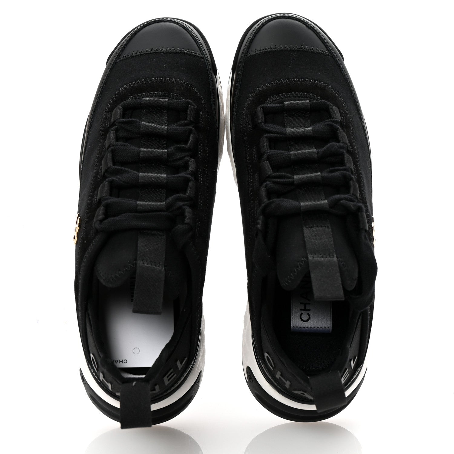 Chanel Velvet Calfskin Mixed Fibers CC Sneakers 35.5 Black 2 of 10