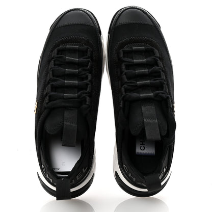 Chanel Velvet Calfskin Mixed Fibers CC Sneakers 35.5 Black 2 of 10