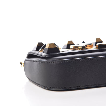 Fendi Vitello Dolce Studded Mini 3Baguette Shoulder Bag Black Gold 7 of 9