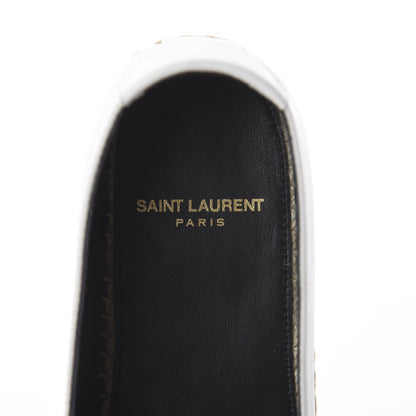 Saint Laurent Lambskin Monogram Espadrilles 34 White 6 of 7