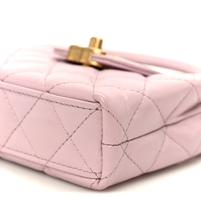 Chanel Shiny Aged Calfskin Quilted Mini Nano Kelly Shopper Light Pink 10 of 11