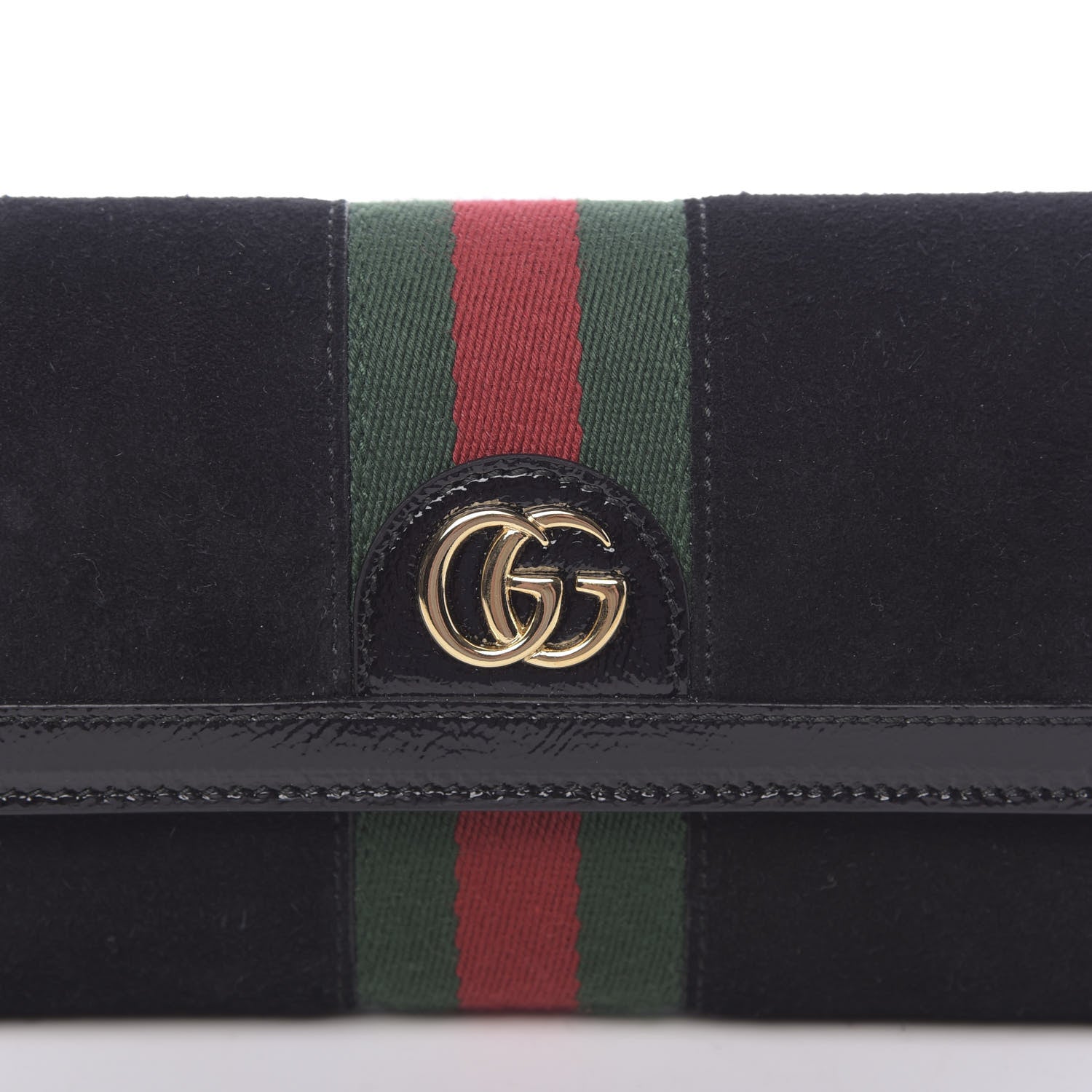 Gucci Suede Patent GG Web Ophidia Continental Wallet Black 9 of 10