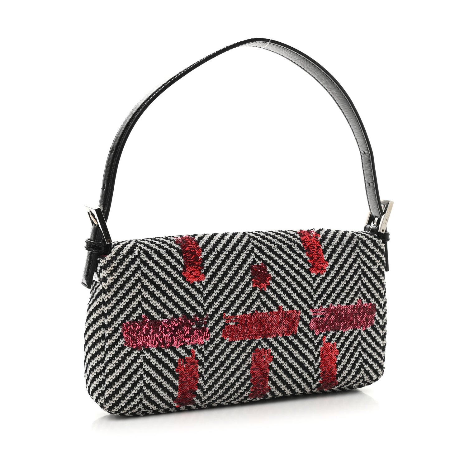 Sequin Chevron Baguette Black White Multicolor