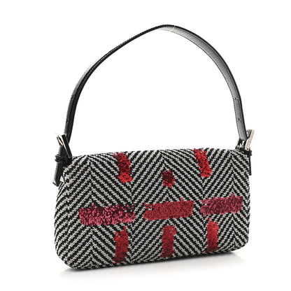 Fendi Sequin Chevron Baguette Black White Multicolor 2 of 7