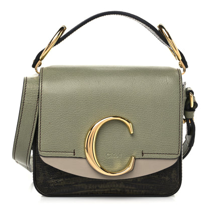 Chloe Goatskin Calfskin Lizard Embossed Mini C Double Carry Antique Green 1 of 8