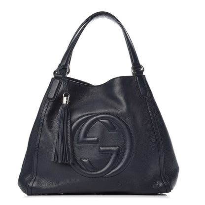 Gucci Pebbled Calfskin Medium Soho Shoulder Bag Blue 1 of 11
