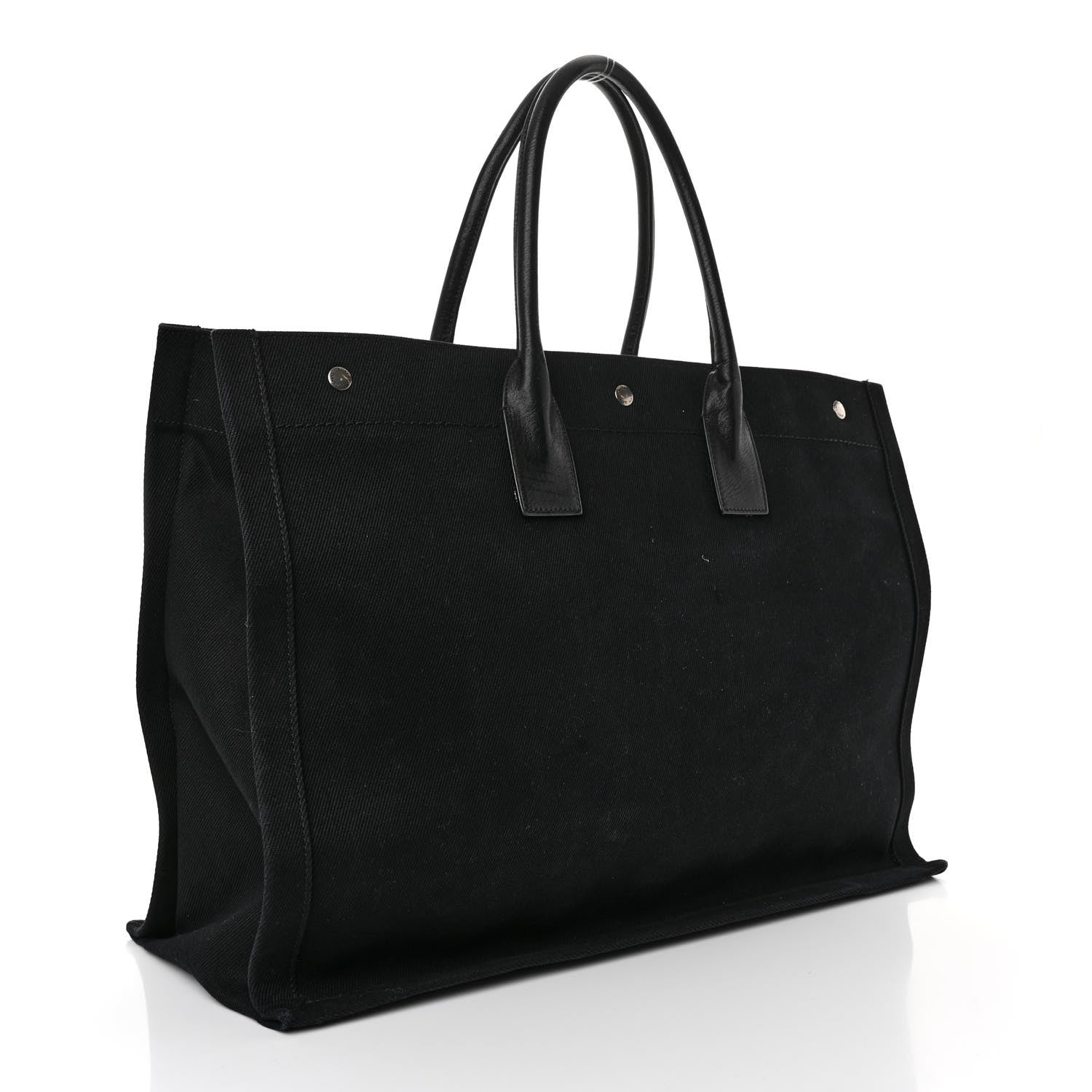 Saint Laurent Linen Calfskin Rive Gauche Tote Black 3 of 13