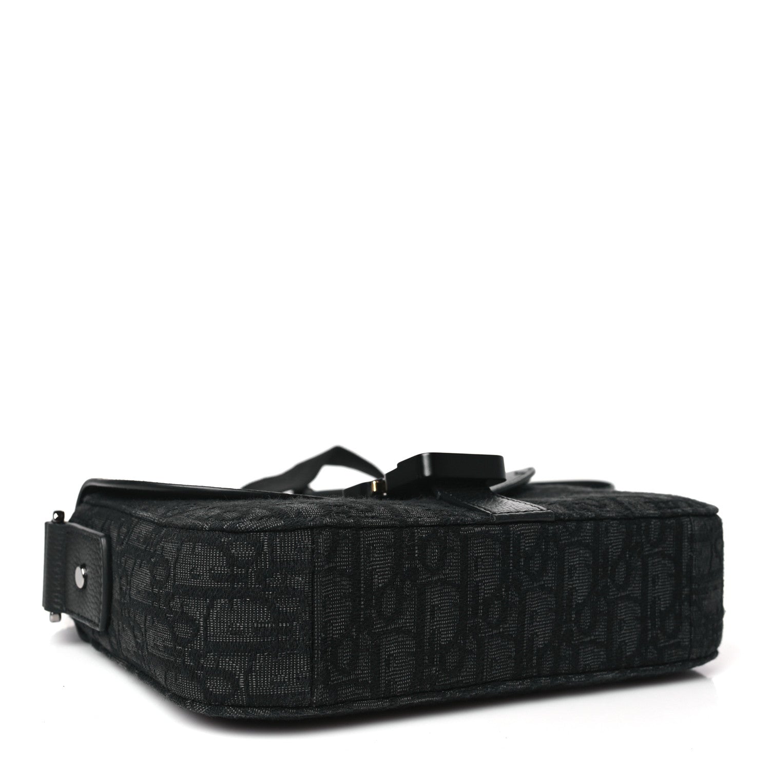 Christian Dior Oblique Jacquard Grained Calfskin Saddle Pouch With Strap Black 4 of 11