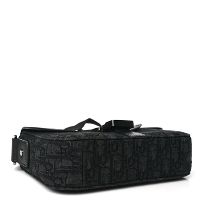 Christian Dior Oblique Jacquard Grained Calfskin Saddle Pouch With Strap Black 4 of 11