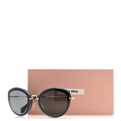 Miu Miu Metal Acetate Round Sunglasses SMU 50R Blue Gold 9 of 9
