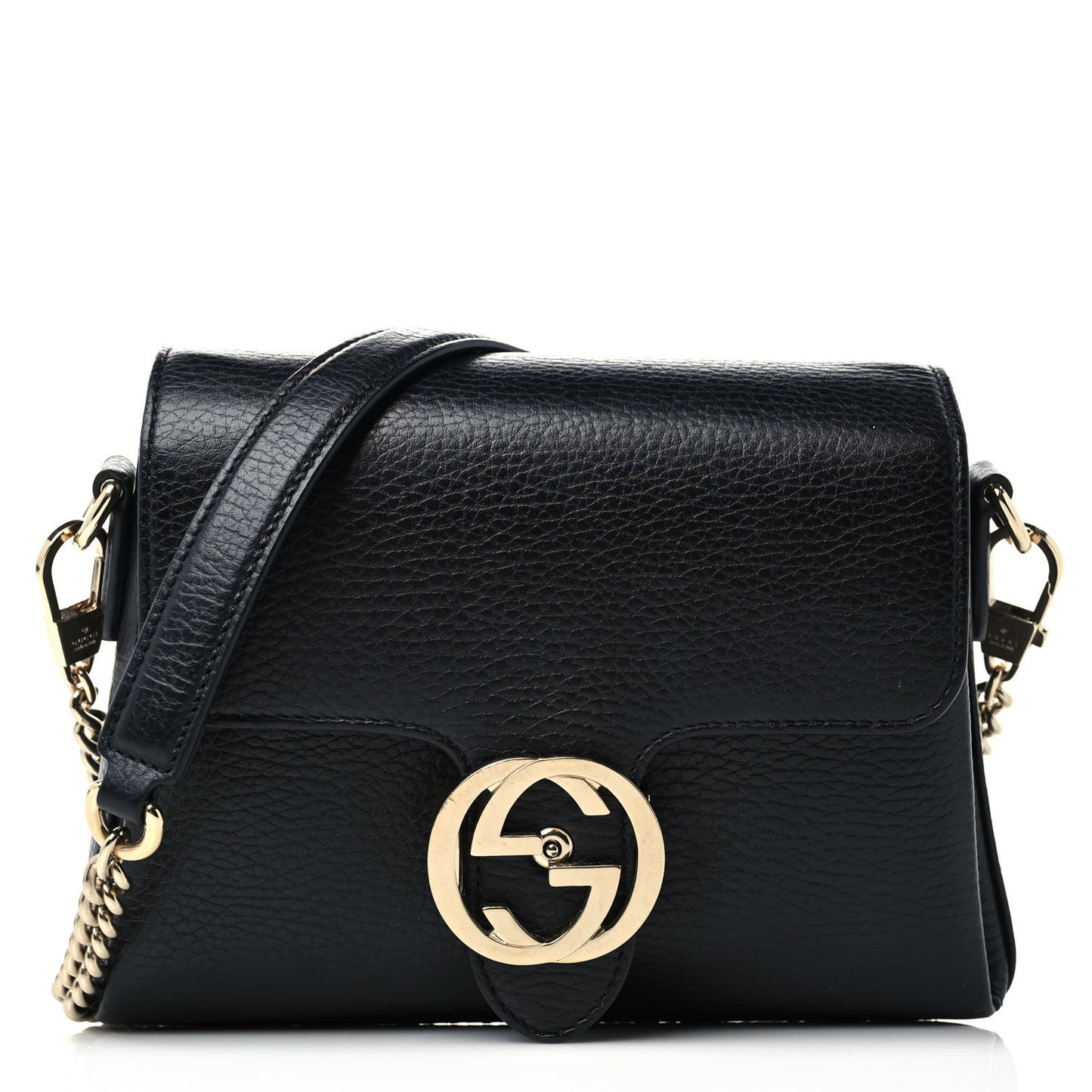 Dollar Calfskin Interlocking G Crossbody Bag Black