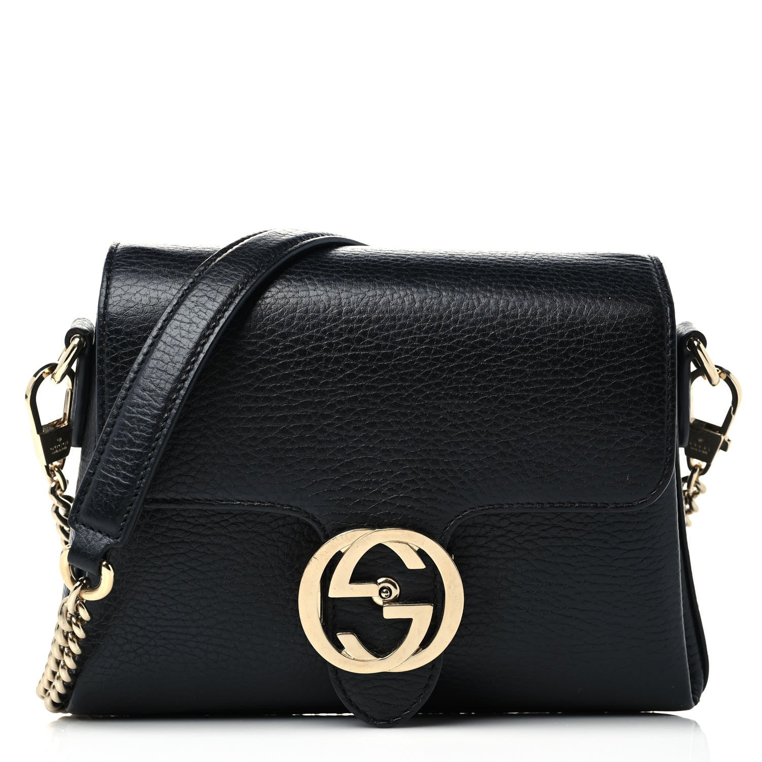 Gucci Dollar Calfskin Interlocking G Crossbody Bag Black 1 of 9