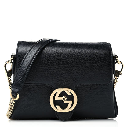 Gucci Dollar Calfskin Interlocking G Crossbody Bag Black 1 of 9