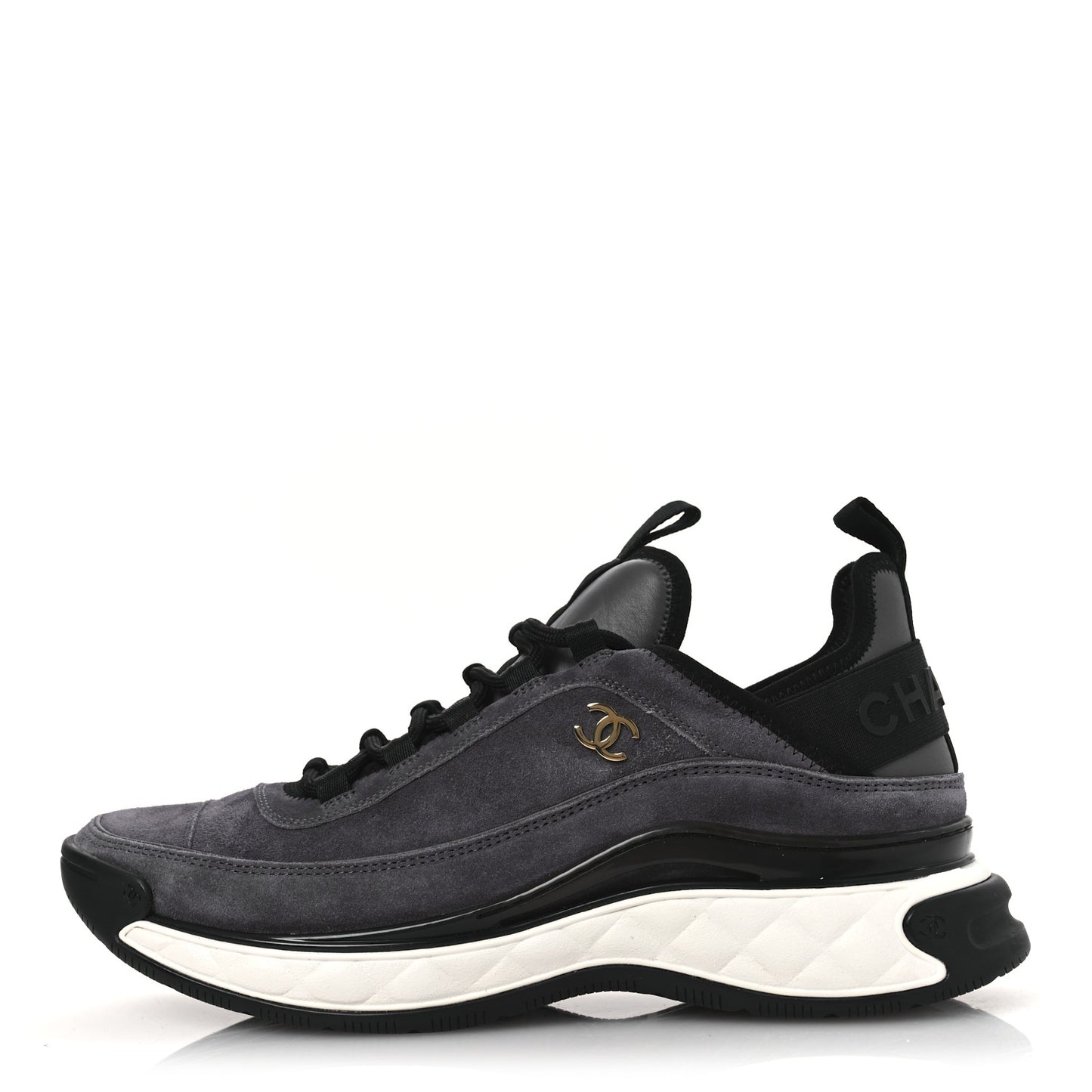 Suede Calfskin Nylon Grosgrain CC Sneakers 40 Grey