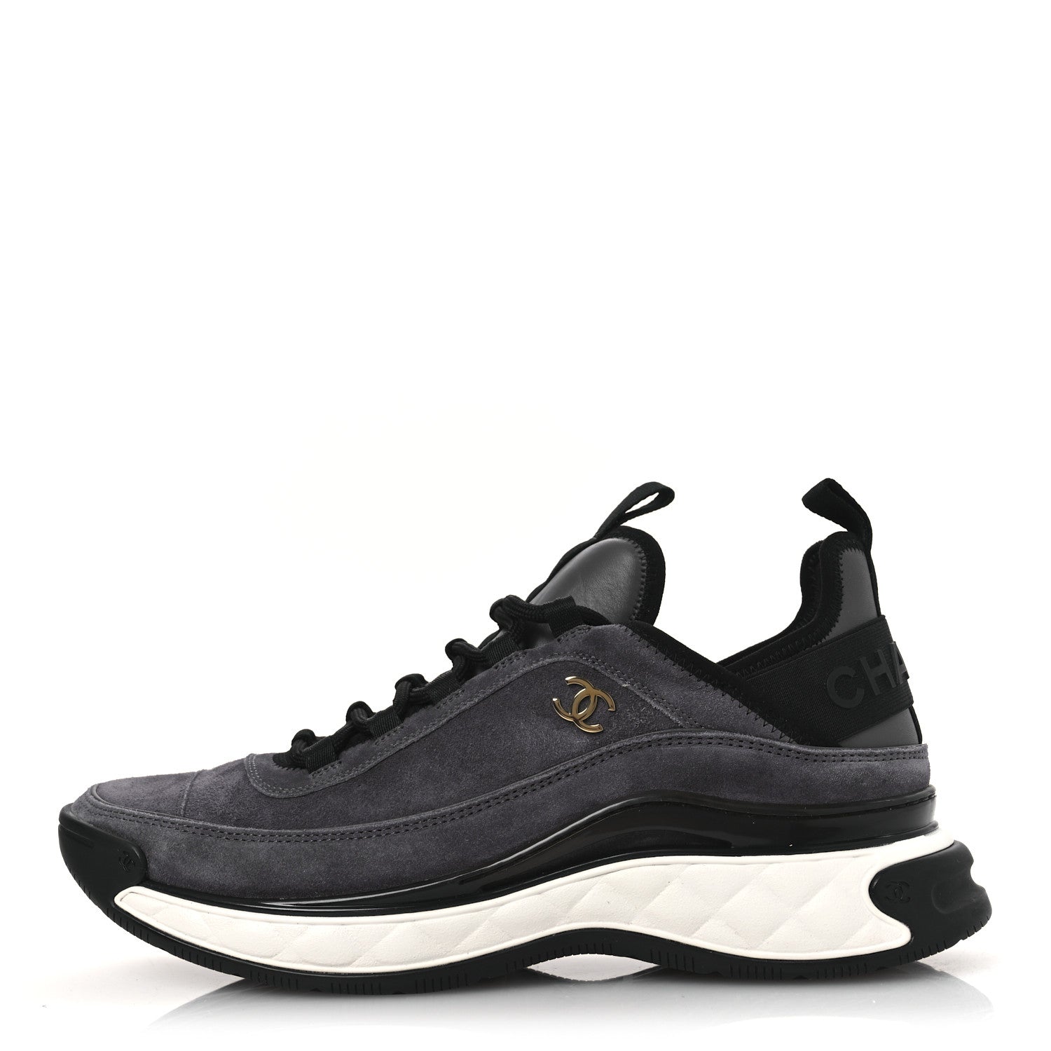Chanel Suede Calfskin Nylon Grosgrain CC Sneakers 40 Grey 1 of 11
