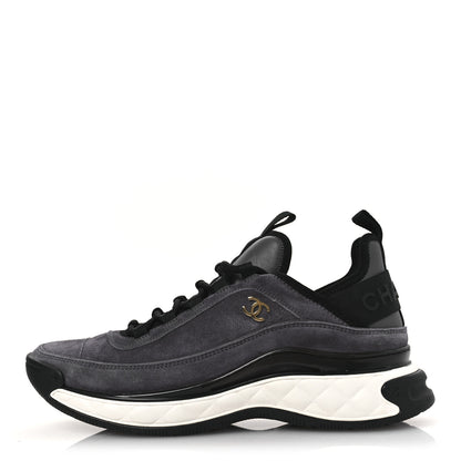 Chanel Suede Calfskin Nylon Grosgrain CC Sneakers 40 Grey 1 of 11