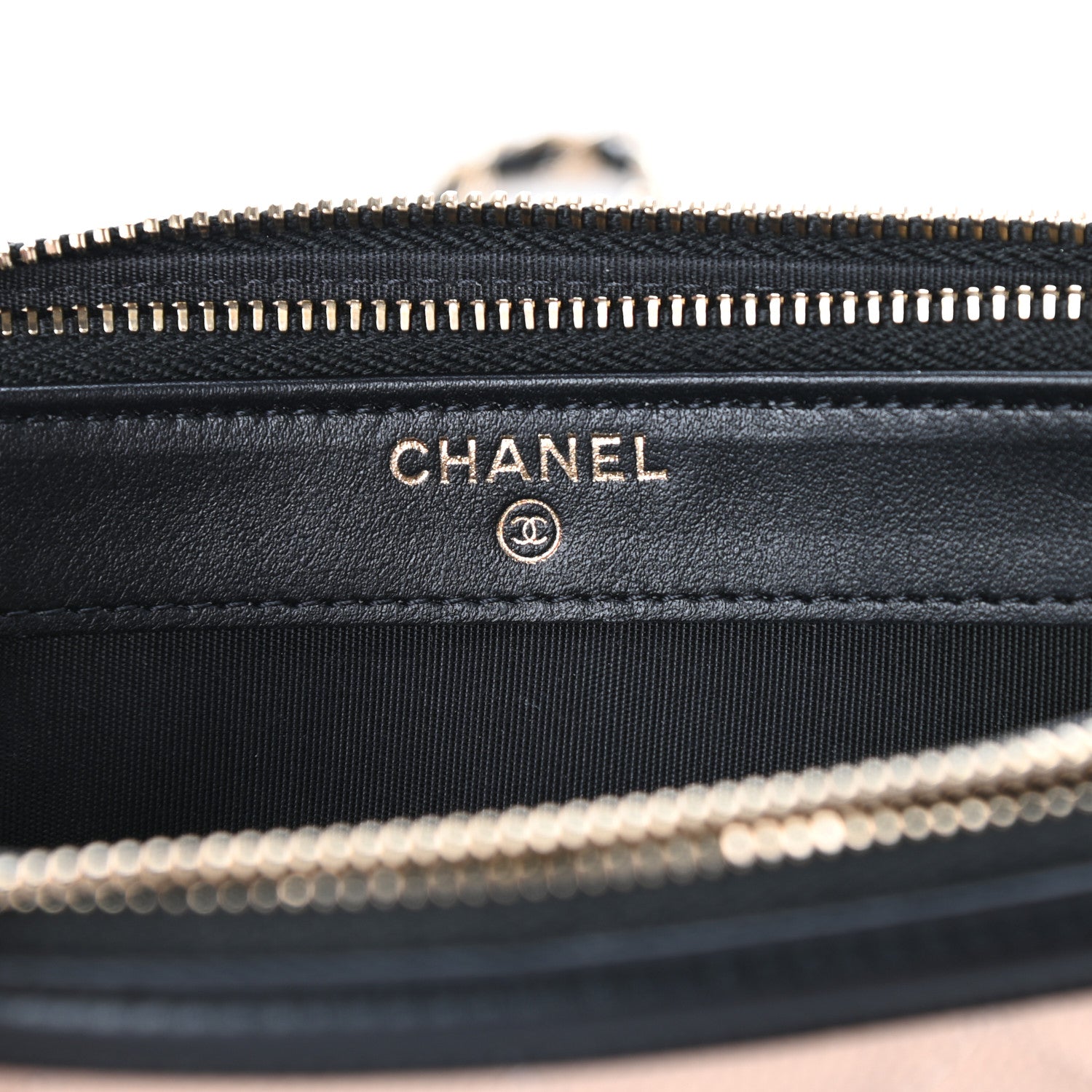 Chanel Caviar Quilted CC Filigree Clutch With Chain Beige Black 7 of 13