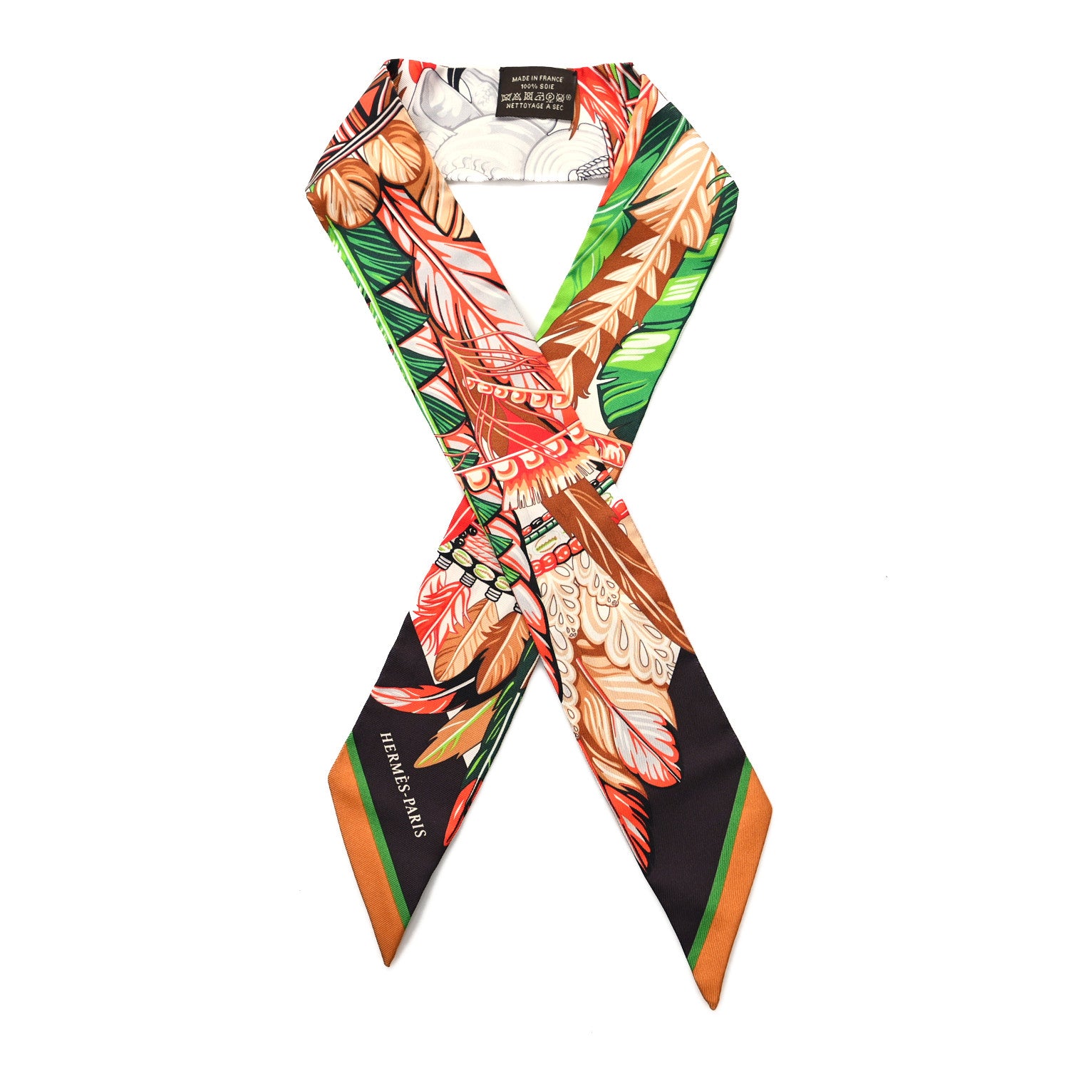 Hermes Silk La Danse Pacifique Twilly Vert Vif Corail 1 of 4