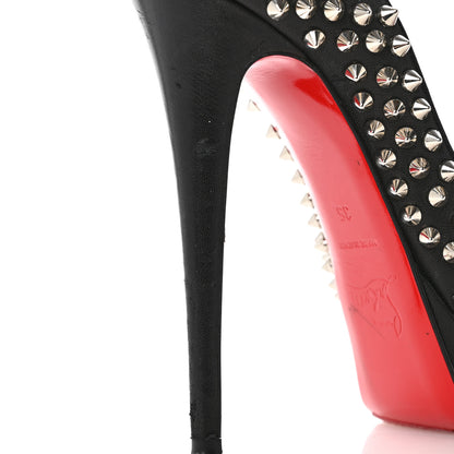 Christian Louboutin Nappa Lady Peep Spikes 150 Pumps 35 Black Silver 9 of 11