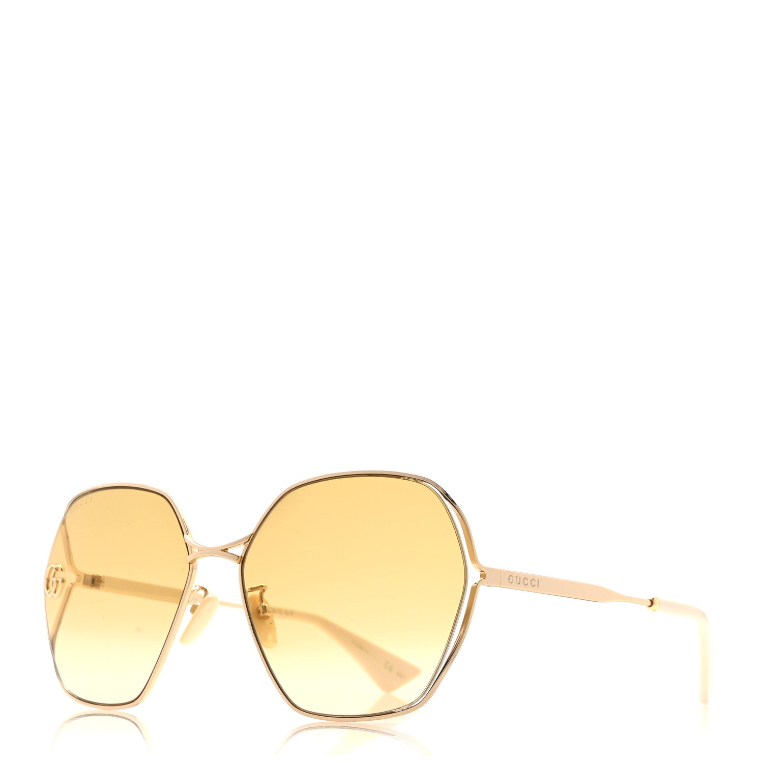 Gucci Metal Fork Square Frame Sunglasses GG0818SA Yellow 1 of 9