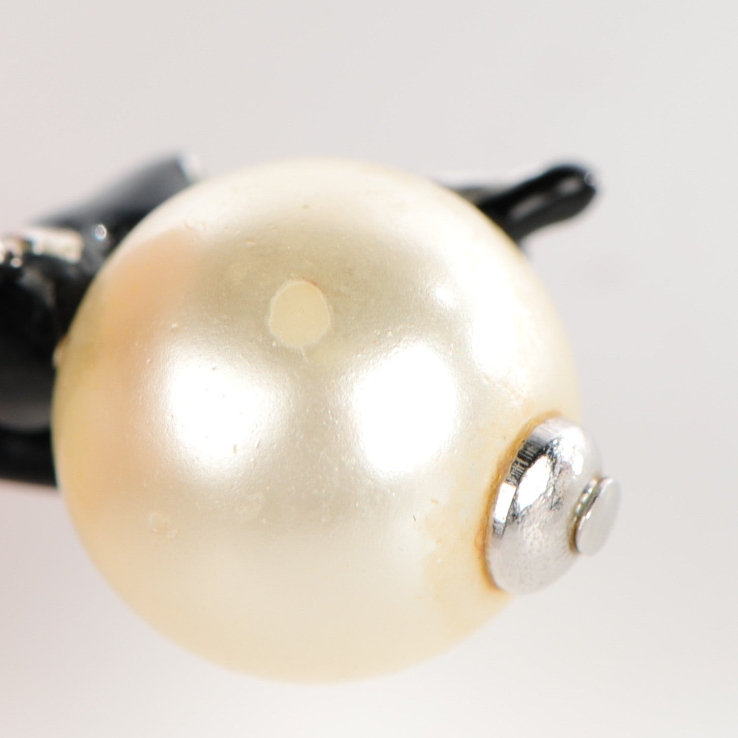 Chanel Enamel Pearl Coco Over The Moon Drop Earrings Black Silver 6 of 6