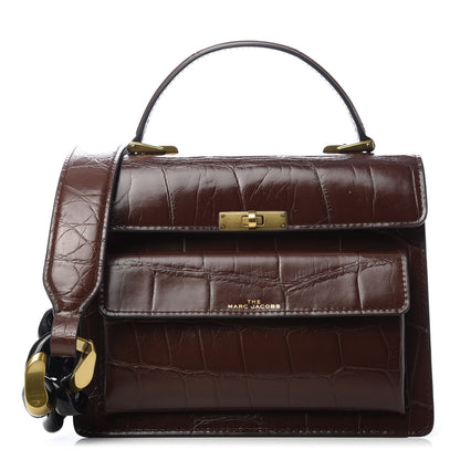 Marc Jacobs Calfskin Crocodile Embossed Uptown Shoulder Bag Brown 1 of 8