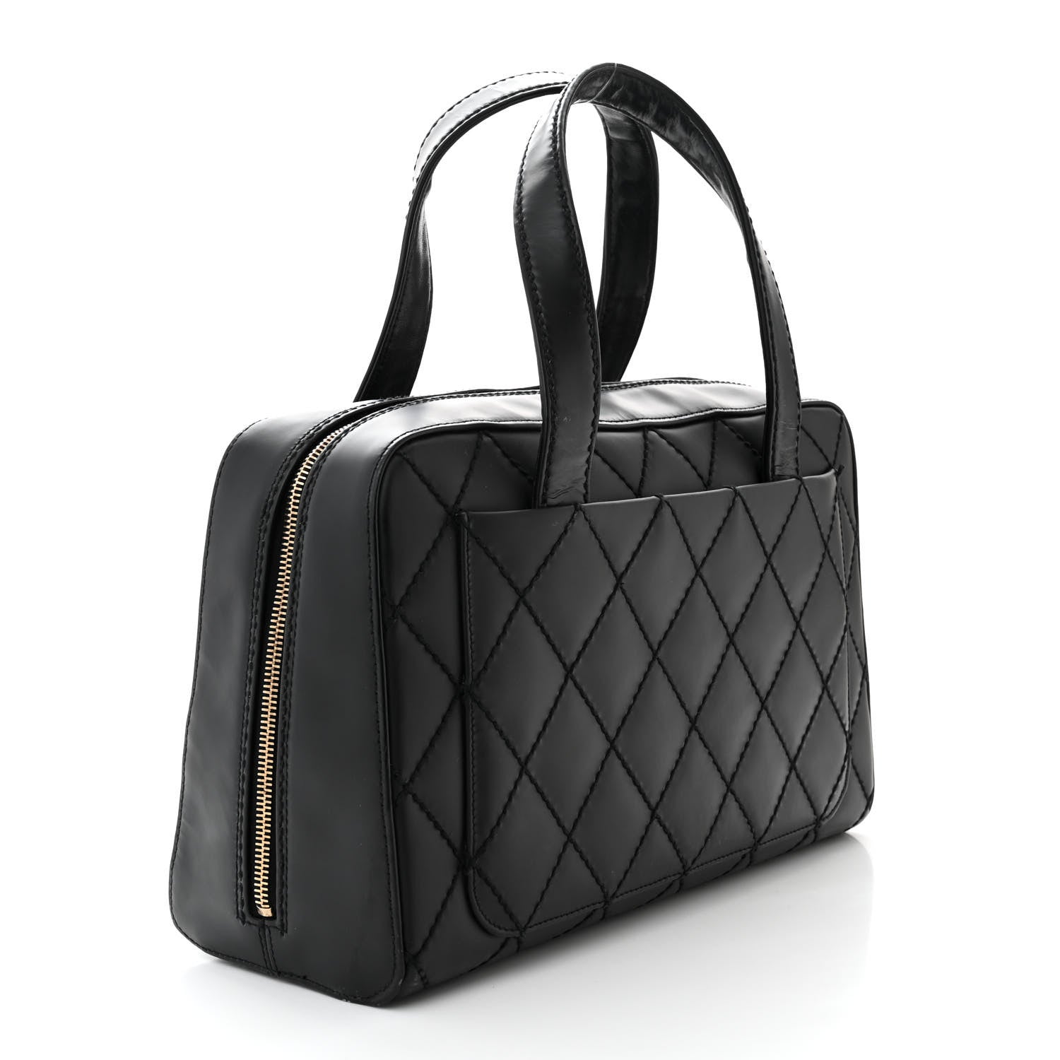 Chanel Calfskin Stitch Surpique Bowler Black 4 of 15