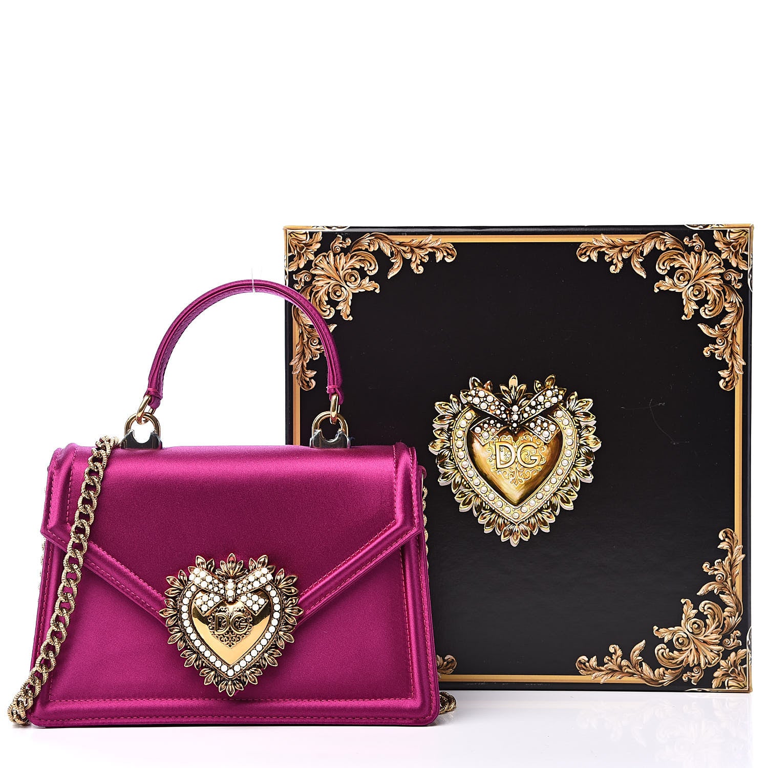 Dolce & Gabbana Silk Small Devotion Envelope Top Handle Bag Fuchsia 10 of 10