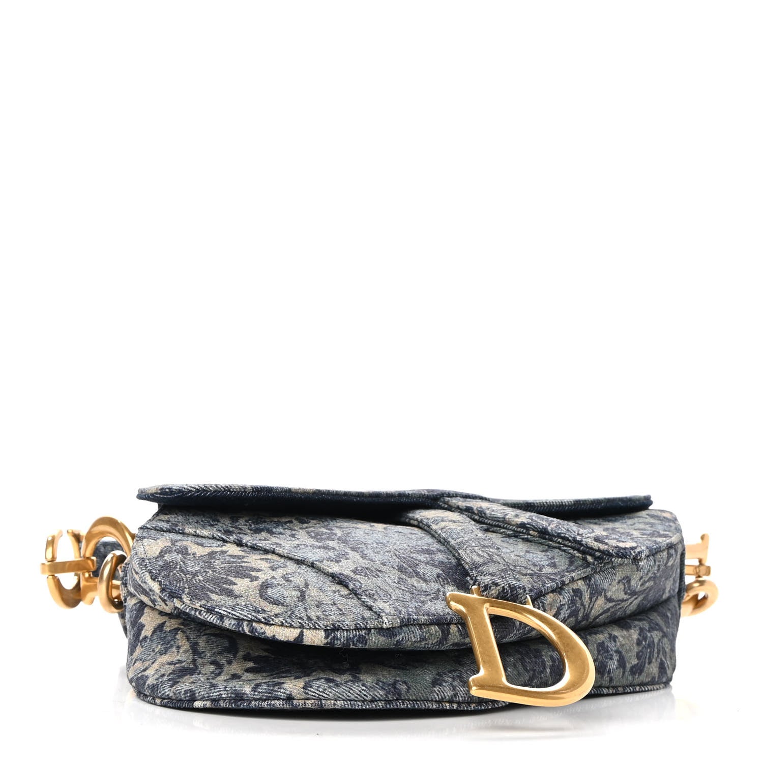 Christian Dior Denim Brocart Embroidered Saddle Bag Blue 4 of 8