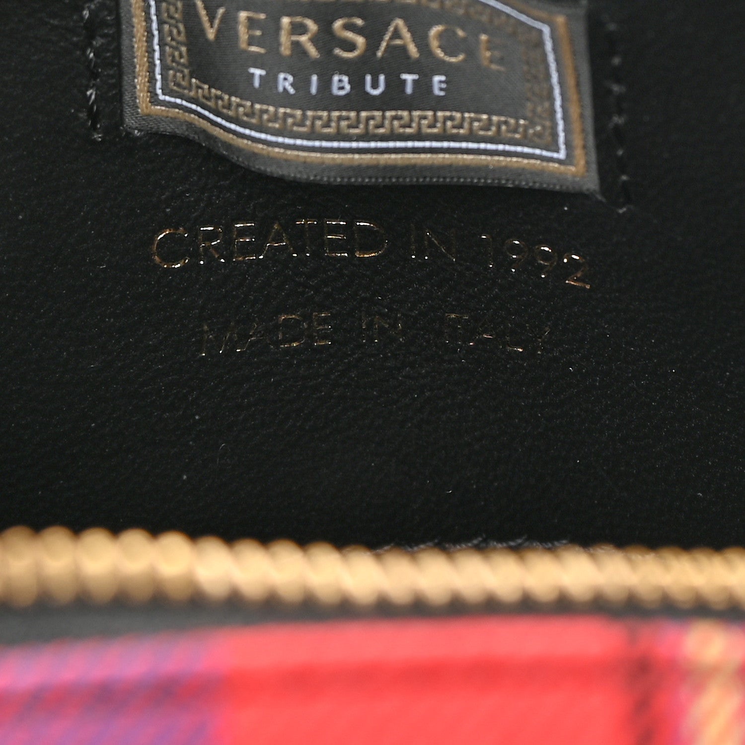 Versace Tartan Small Medallion Tribute Bowling Bag Red 7 of 14
