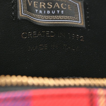 Versace Tartan Small Medallion Tribute Bowling Bag Red 7 of 14