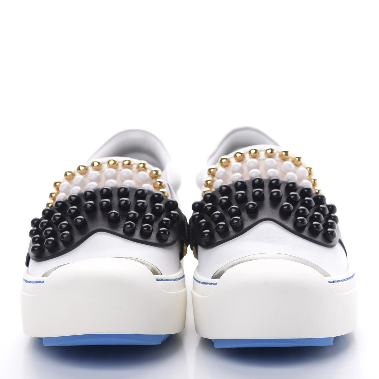 Calfskin Studded Karlito Slip On Sneaker 37 White