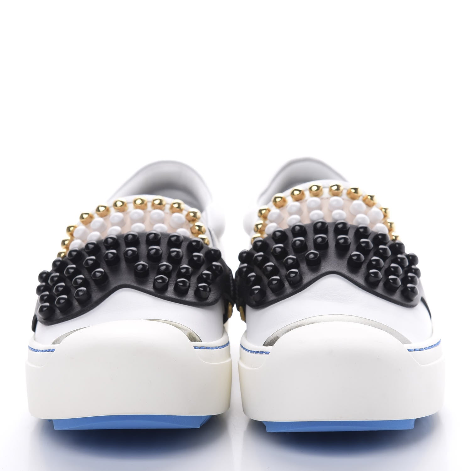 Fendi Calfskin Studded Karlito Slip On Sneaker 37 White 2 of 9