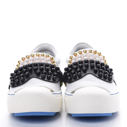 Fendi Calfskin Studded Karlito Slip On Sneaker 37 White 2 of 9
