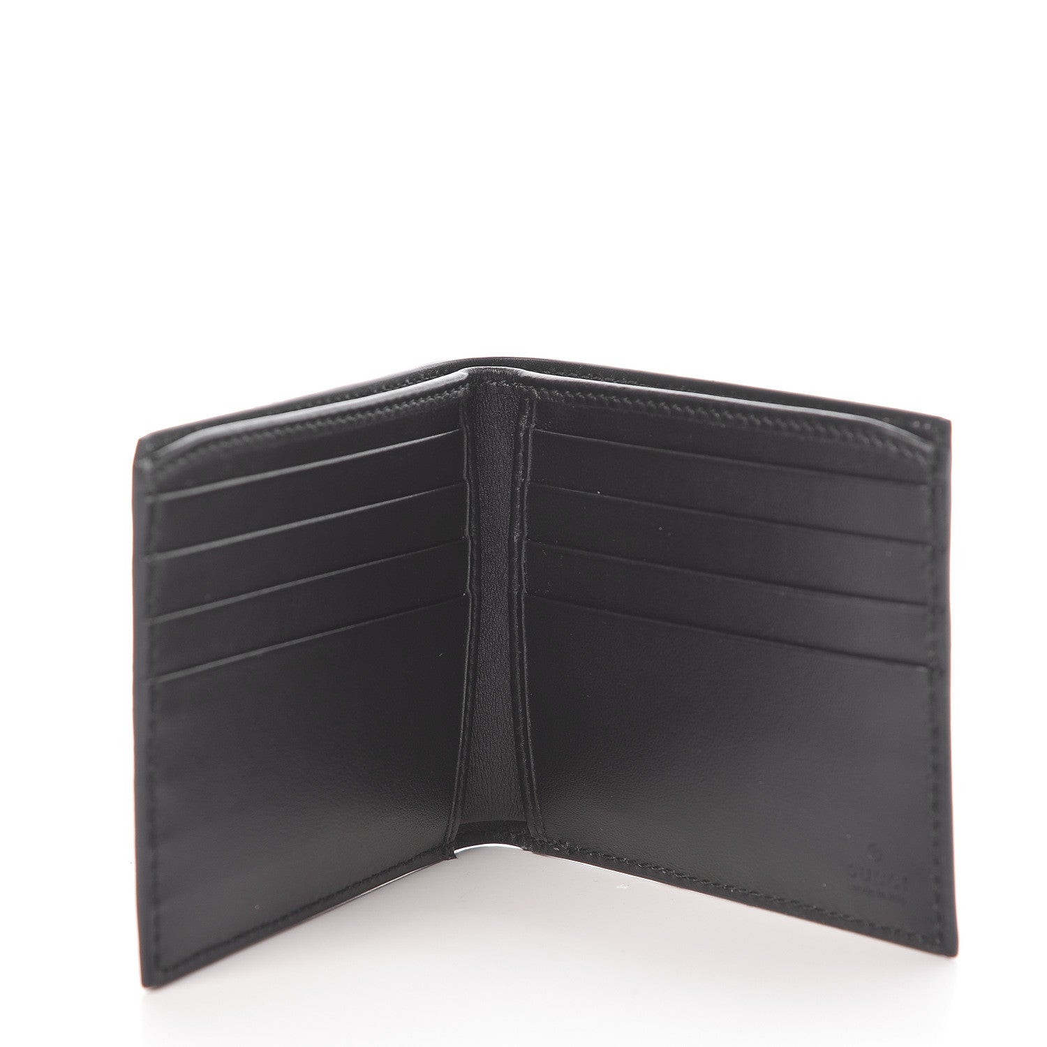 Gucci GG Supreme Monogram Selleria Calfskin Tiger Nice Bi-Fold Wallet Beige Ebony Multicolor Black 5 of 7