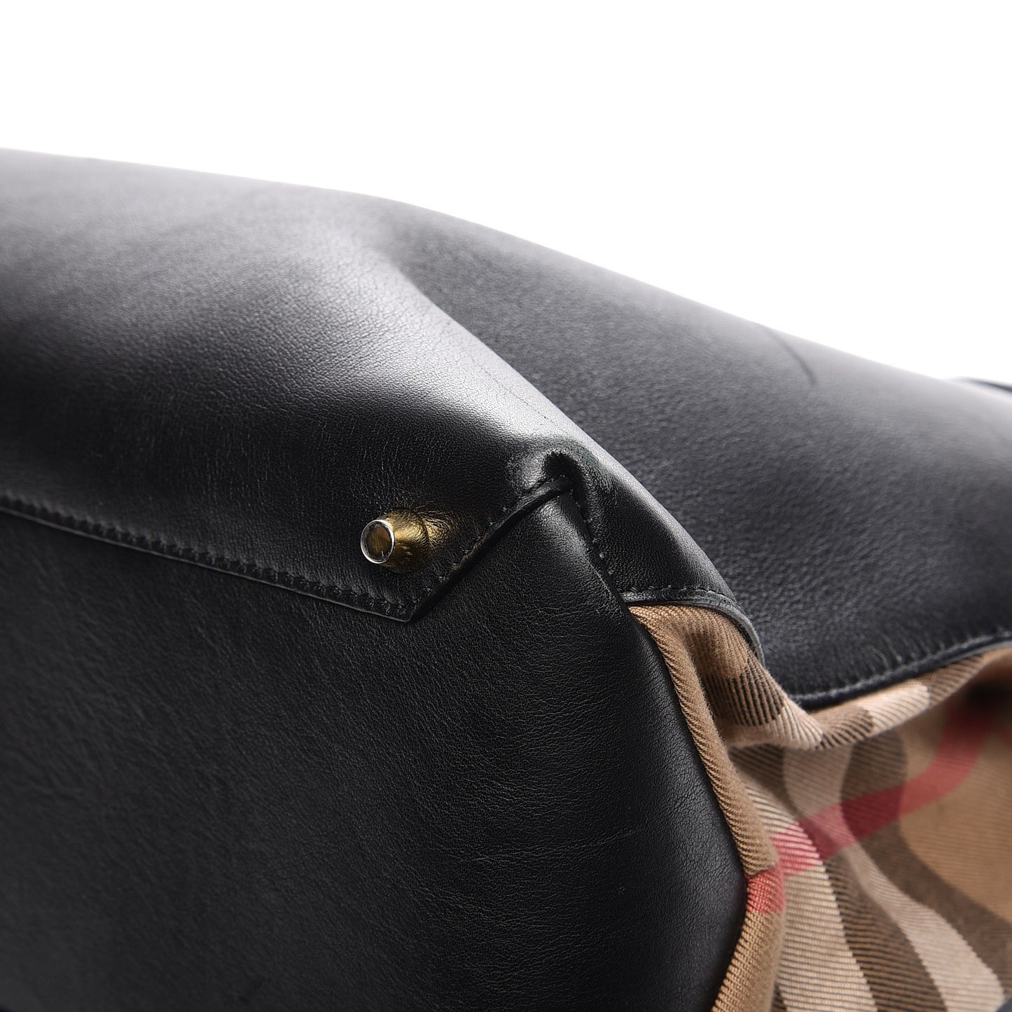 Grainy Calfskin House Check Large Banner Tote Black