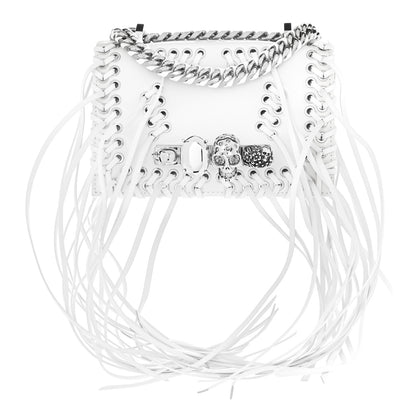 Alexander McQueen Calfskin Woven Fringe Mini Jeweled Satchel White 1 of 9