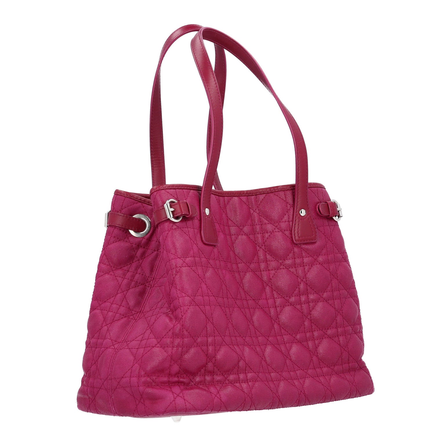 Christian Dior Coated Canvas Cannage Medium Panarea Tote Raspberry 3 of 10