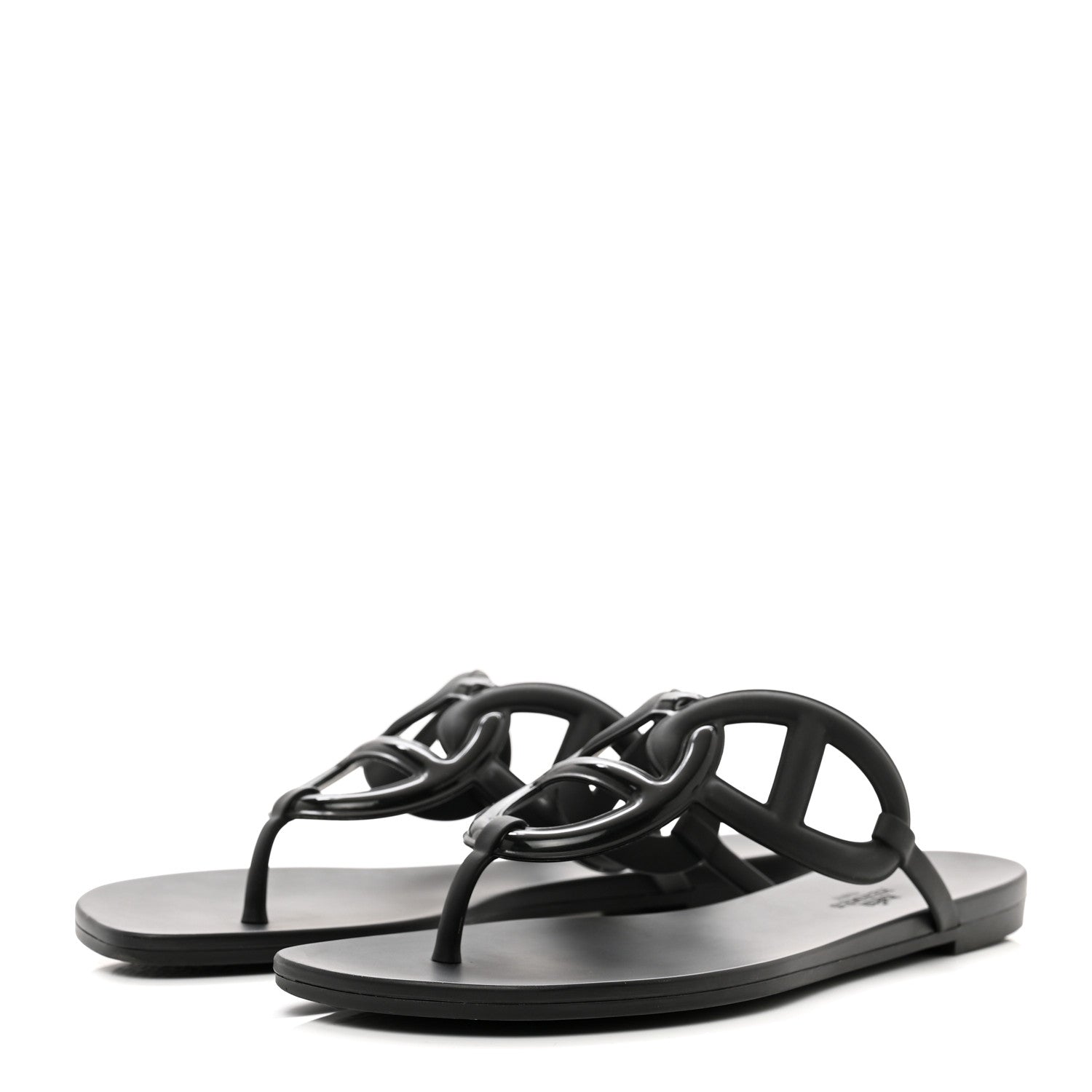 Hermes Rubber Womens Egerie Sandals 40 Black 3 of 8