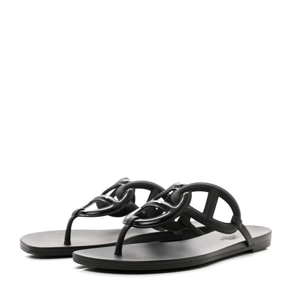 Hermes Rubber Womens Egerie Sandals 40 Black 3 of 8