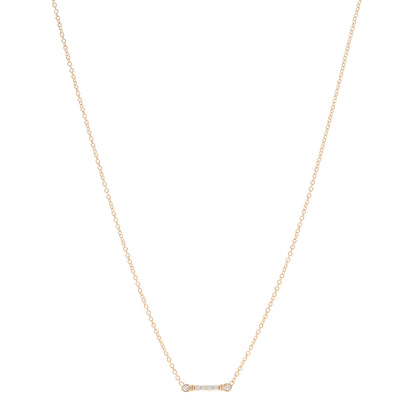 Tiffany 18K Rose Gold Diamond Fleur de Lis Key Bar Pendant Necklace 1 of 6
