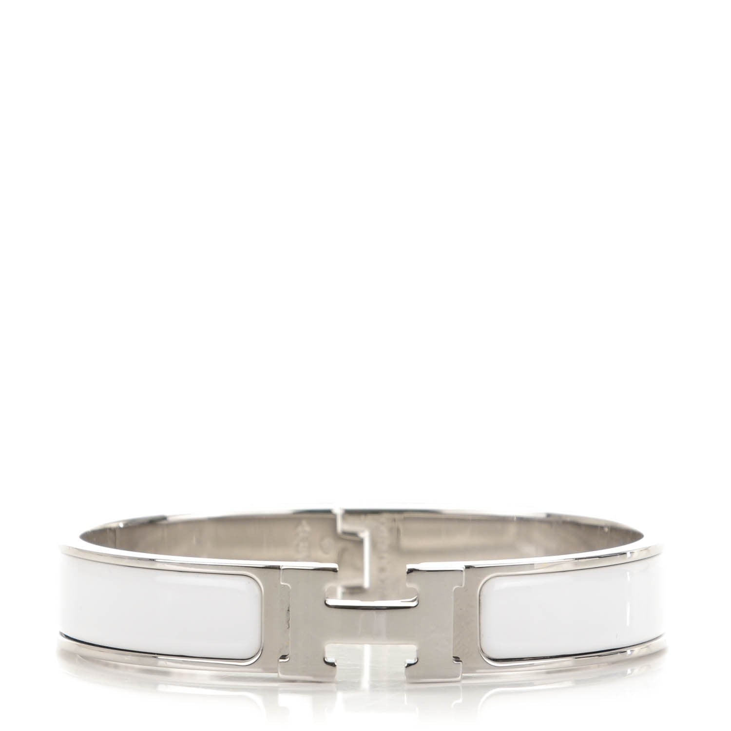 Hermes Enamel Narrow Clic Clac H Bracelet GM White 1 of 5