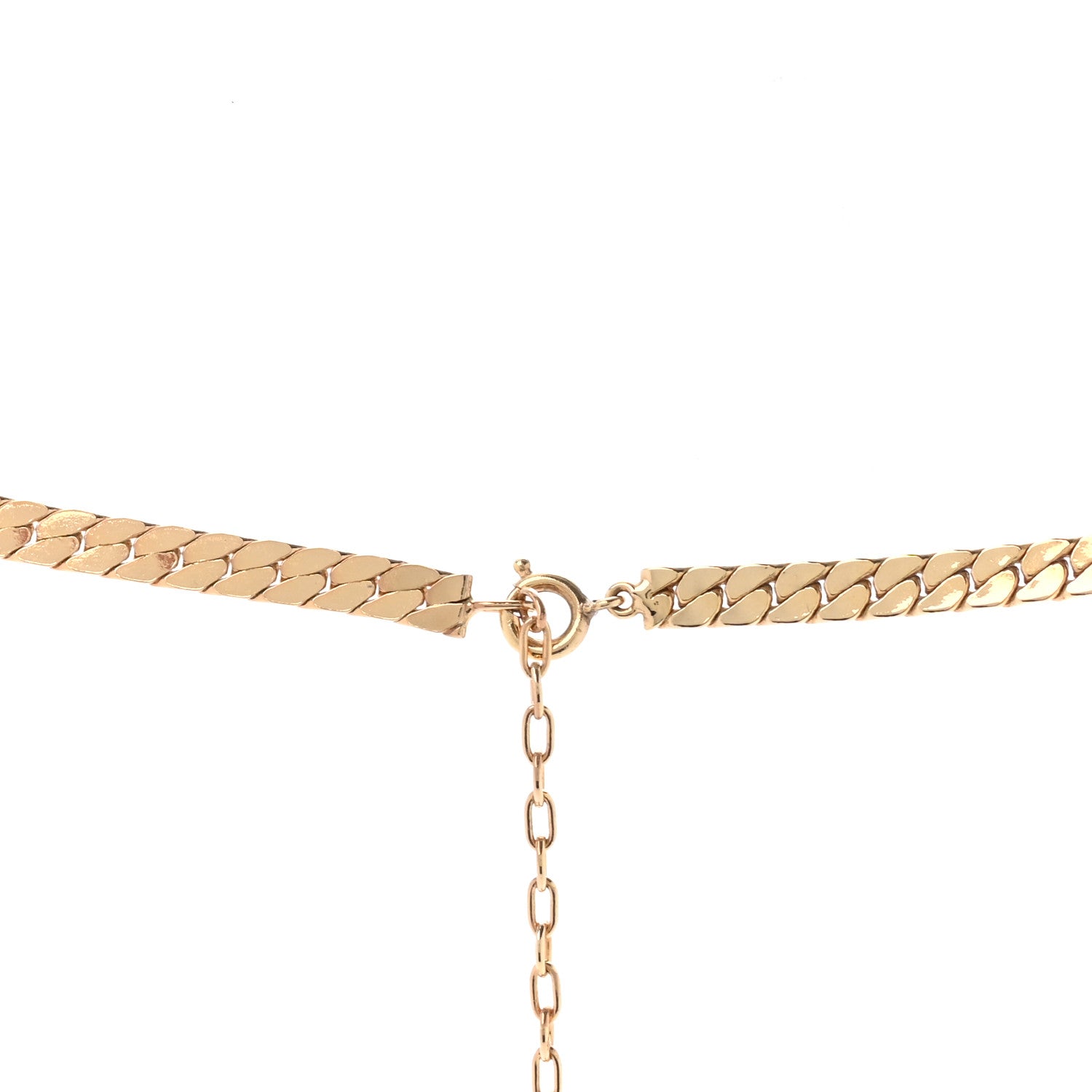 Christian Dior Crystal Chain Necklace Gold Green 4 of 5