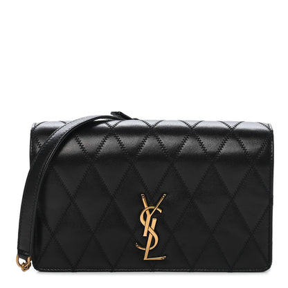 Saint Laurent Lambskin Diamond Quilted Monogram Angie Chain Bag Black 1 of 9