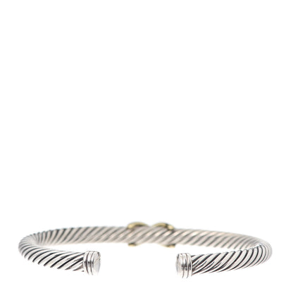 David Yurman Sterling Silver 14K Yellow Gold 5mm X Station Cable Bracelet 3 of 4