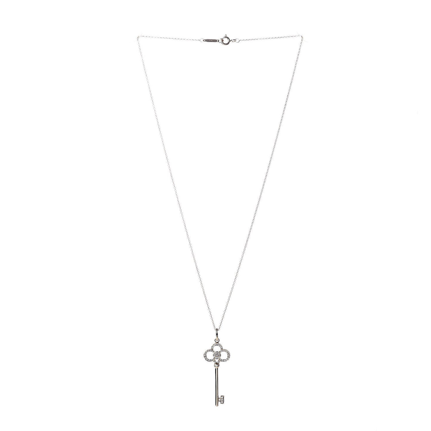 18K Yellow Gold Diamond Crown Key Pendant Necklace