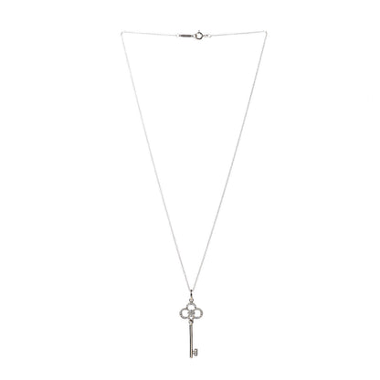 Tiffany 18K Yellow Gold Diamond Crown Key Pendant Necklace 3 of 5