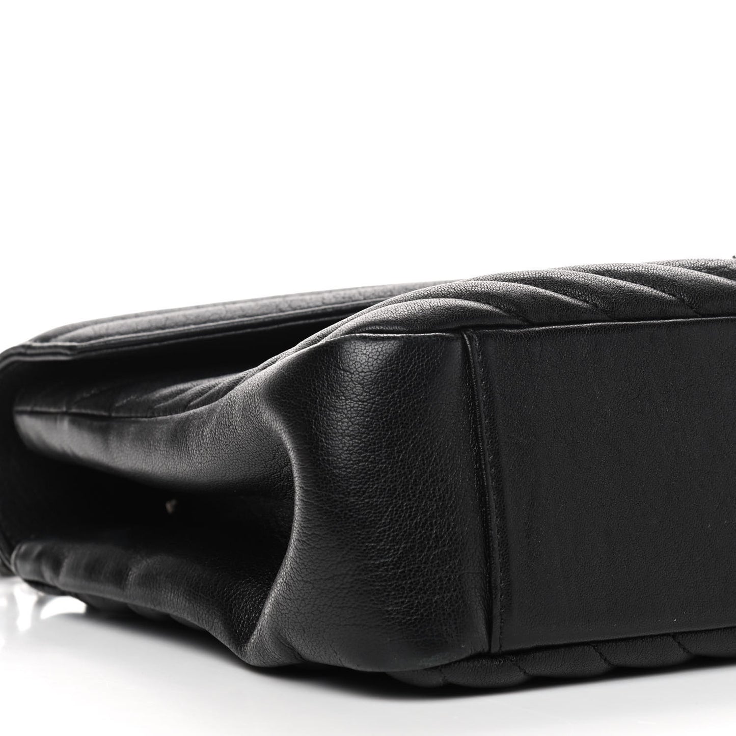 Sheepskin Matelasse Chevron Monogram Large College Satchel Black